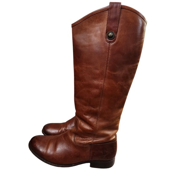 Frye Melissa Button Cognac Leather Tall Riding Boots Womens 9 B Equestrian - Picture 6 of 12